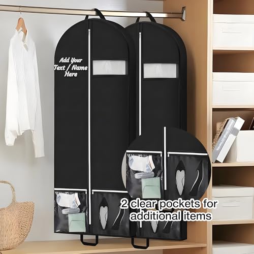 Personalized Garment Bags Prom Dress Bag for Teens, Embroidered Name/Text Garment Protector Cover for Wedding Dress, Suit, Dance Costumes, Coat, Brides Maids Dress Uniform Cover4