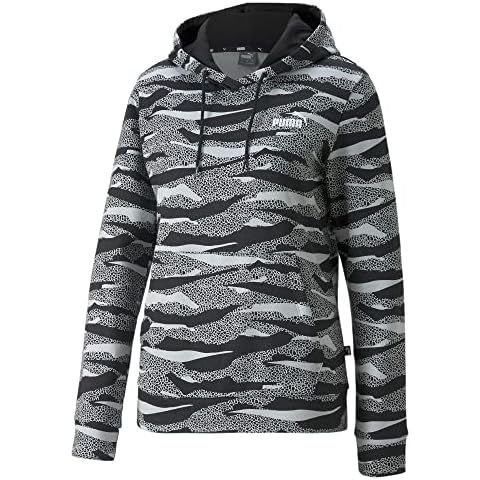 PUMA Essentials+ Sudadera de Forro Polar con Estampado de Animales Capucha, Negro Black Cover