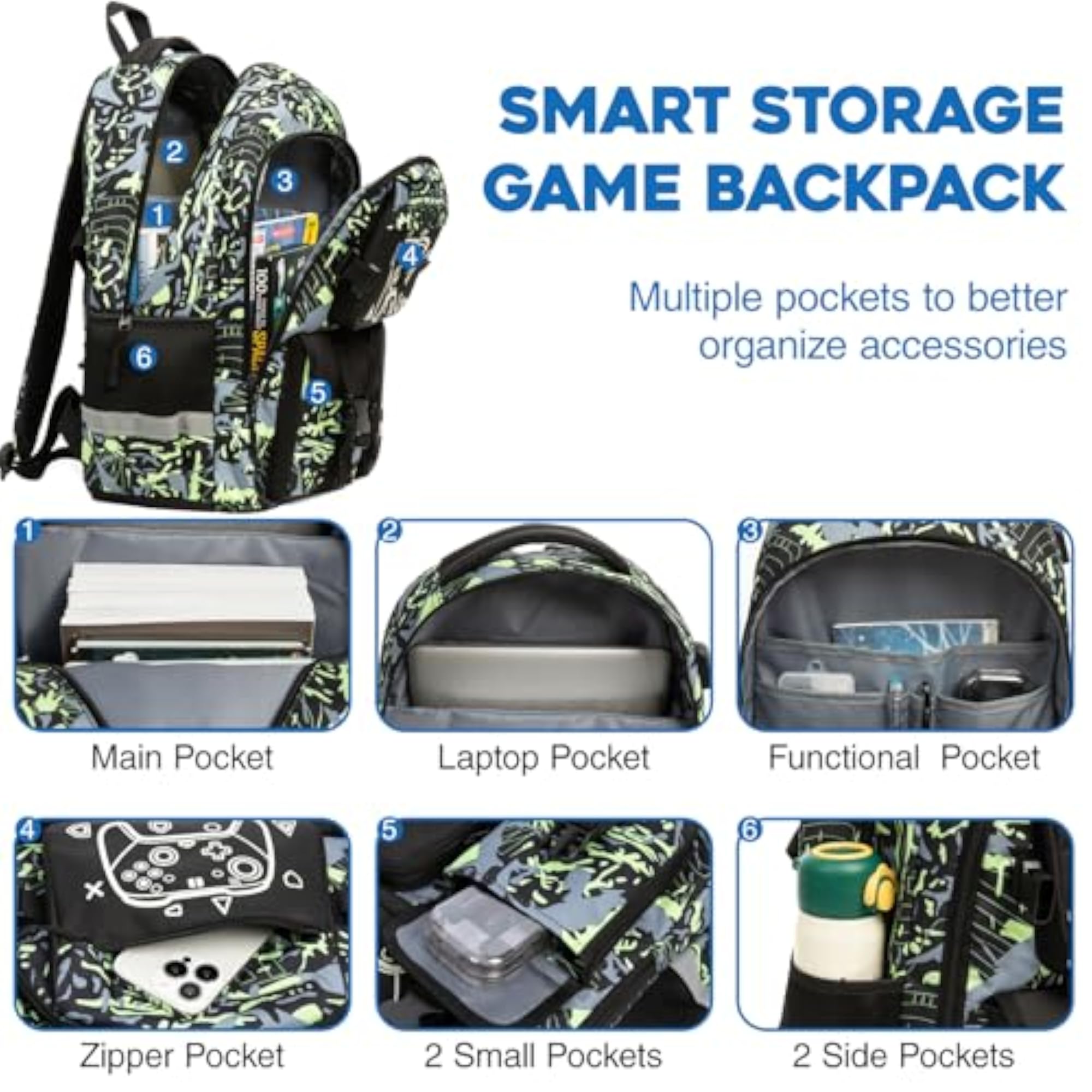 Boys' Game Backpack Set with Lunch Bag & Pencil Case