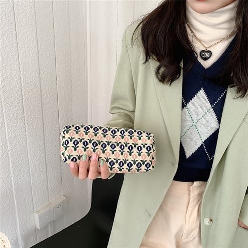 Image of Pencil Case Pen Case Office College School Storage Bag Pouch Holder Box Organizer Makeup Pouch Cosmetic Bag Aesthetic floral flower Cute Pencil Case for Girls Boys Kids (Little blue flower)