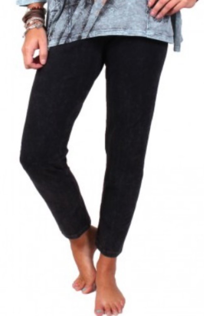 Jess & JanePant - Pull On Stretch Leggings by (X-Large, Black Mineral Washed)