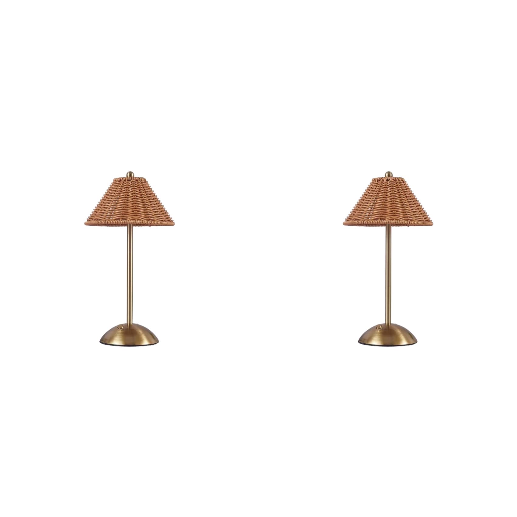 Hndhbfgrt 2X LED Rattan Rechargeable Desk Lamp 3 Color Light Changing Southeast Asian Style Decor Lamp Brown
