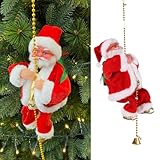 Electric Santa Climbing on Ladder Santa Climbing Ladder to Christmas Tree Climbing Santa Ladder with Music Santa Climbing Rope Indoor Outdoor Hanging Christmas Decoration for Christmas Tree Home Decor