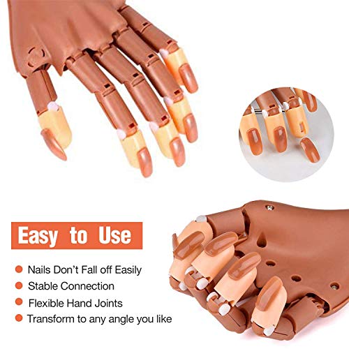 Nail Trainning Practice Hand With 200 Pcs Nails - Nail Display Manicure Supply - Flexible Movable False Fake Hands For Nail Manicure-Best Manicure Diy Print Practice Tool #TOP1