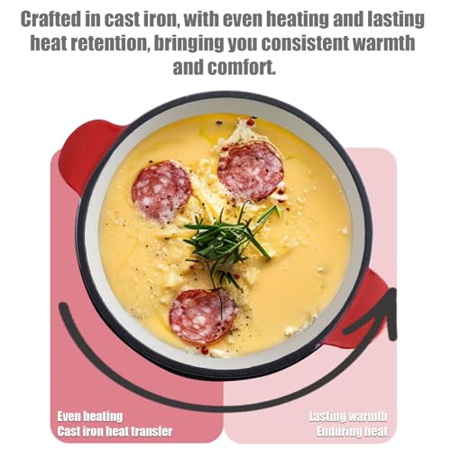 image for Artestia Cast Iron Cheese Fondue Pot for Chocolate Fondue Pot Swiss Fo