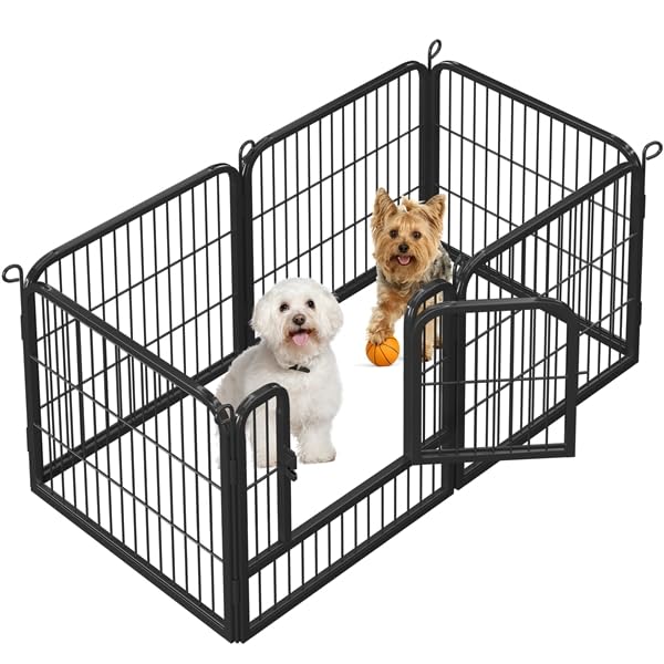 Soberine Recinto per Cani 6 Pannelli 63 x 63 cm Pieghevole da Interno e Esterno Recinzione Rete Metallica per Cuccioli Gatti Conigli Animali Domestici Nero
