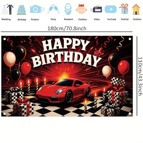 Fondo para fiesta temática de autos 71 x 43 pulgadas miniatura 6