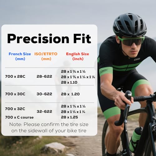 Image of Heavy Duty 700c Bike Tube 700 x 23-25c 28-32c 35-43c Butyl Rubber, 28 Inch Road Bicycle Tire Inner Tube Replacement 2 Pack with Tire Levers