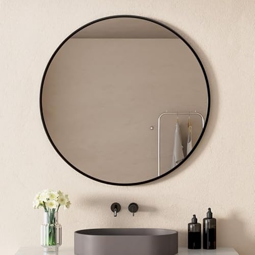 WDWRITTI Rund Spiegel mit Schwarz Metallrahmen HD Wandspiegel aus Glas Schminkspiegel für Badzimmer, Ankleidezimmer oder Wohnzimmer (100cm) WDWRITTI Rund Spiegel mit Schwarz Metallrahmen HD Wandspiegel aus Glas Schminkspiegel für Badzimmer, Ankleidezimmer oder Wohnzimmer (100cm)