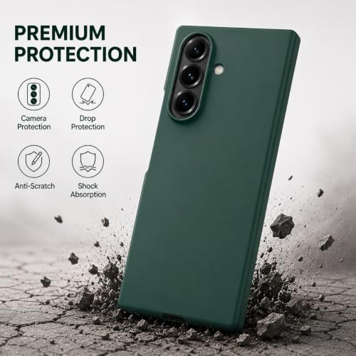 Image of amazon basics Slim Matte Hard PC Back Cover Case for Samsung Galaxy Z FOLD 8 Ultra with Integrated Hinge Protection and Smooth Anti-Fingerprint Finish (Midnight Green)