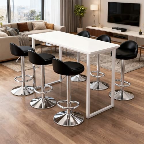 Image of JPBSTO Bar Stools Set of 4, Modern Swivel Barstools with Low Back, Upholstered Adjustable Bar Chairs,PU Leather Barstools Counter Height for Home Bar