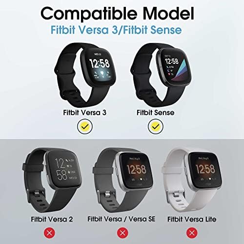 Arae Watch Band for Fitbit Versa 3/ Fitbit Sense, Adjustable Nylon Sport Strap with Metal Pins for Women Men, Black