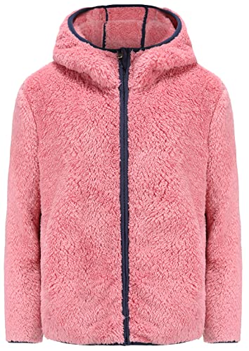 Image of Boys Girls Soft Fleece Sherpa Full-zip Jacket (12 Years, Pink Hooded)