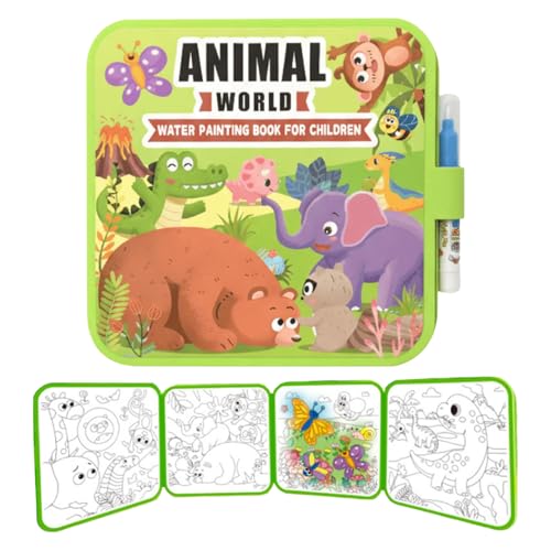 Libros para colorear al agua para niños, actividad educativa sin desorden, libro de garabatos de revelación de agua, adecuado para niños y niñas, preescolar, jardín de infantes y entretenimiento de