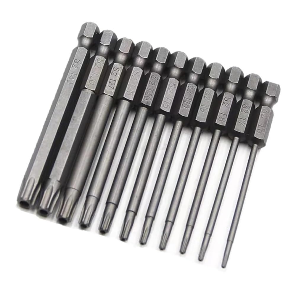 Ruxyoie 100Mm 11Pcs T6-T40 Torx Screwdriver Bit Set S2 Steel Magnetic
