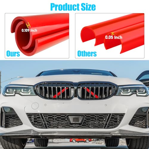 Image of Jaronx Compatible with BMW V Brace Cover for 3 Series G20 Sedan /G21 Touring 2019-2024 330i 330e M340i,Grille Insert Trims V Bar Brace Wrap Covers Compatible with BMW Front Grill Insert Stripes(Red)