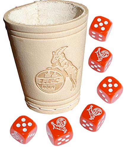 1. FC Köln - Würfelbecher mit 6 Würfel - Bundesliga - Fußball - Fanartikel - Leder - Logo - Knobelbecher -
