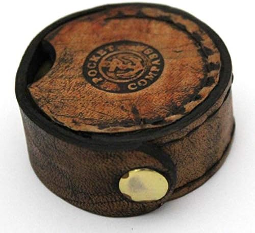 Nautical Replica Hub Antique Marine Poem Compass Pocket Compass w Leather Case Pocket Size