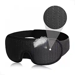 Máscara para dormir 3d confortável que bloqueia 100% luz com espuma respiravél espuma de memória (Preto)