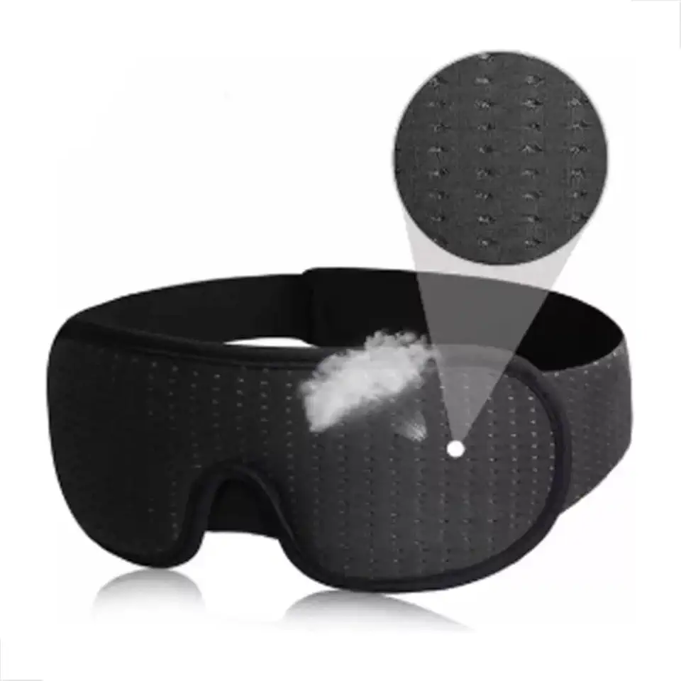 Máscara para dormir 3d confortável que bloqueia 100% luz com espuma respiravél espuma de memória (Preto)