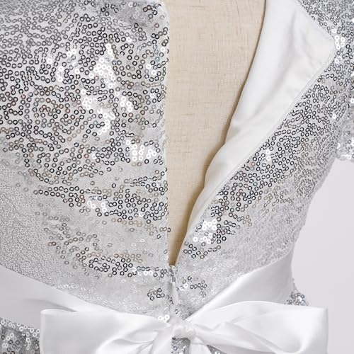 IDOPIP Flower Girl Sequin Ruffle Tutu Dress for Kids Wedding Pageant Party Formal Gown Princess Birthday Communion Dresses4