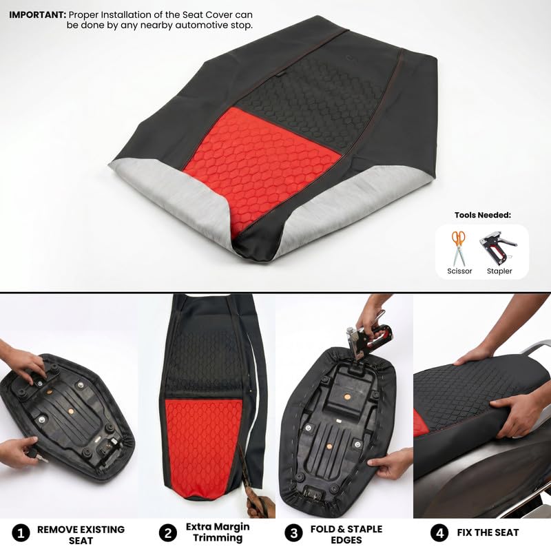 Image of Neodrift Premium Scooty Seat Cover - Vespa ZX | All Black | Anti-Slip & Shock-Absorbing Design | Water-Resistant Fit | Strip Cushioning | Professional Fit | Nappa Art Leather