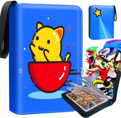 Card Binder For Pokemon Cards with 400 Sleeves, Ultra 4 Pocket Trading Card Binder Holder For Pokemon Card, TCG, CCG, MTG, YuGiOh, Baseball, Gifts For Boys And Girls