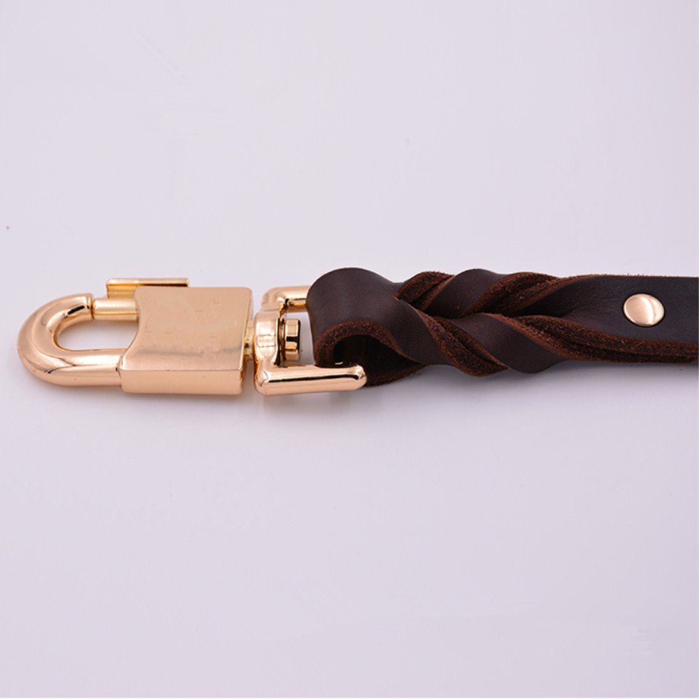 GH8 Length 43?x Width 0.78?Hand Knitting Genuine Leather Hands Free Dog Leash Premium Running Dog Leash Brown