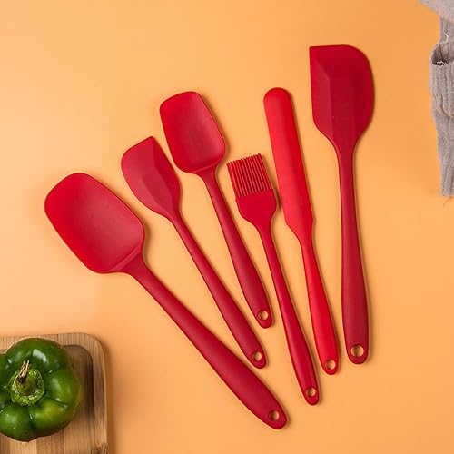 Miniatura 4 de Silicone Spatula 6-piece Set, Heat-Resistant Non-stick Rubber Spatulas with Stainless Steel Core Non-Stick Scrapers Baking Mixing Tool, Red