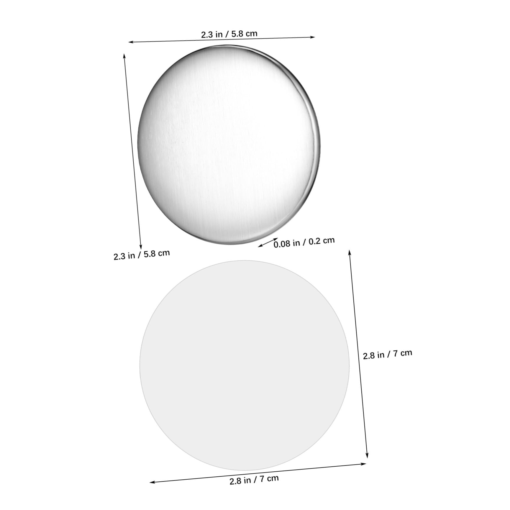 ARTIBETTER 100 Stück Runde Metallabzeichen aus Eisen Ø58mm Silber mit Rückseiten und Schutzfolien für Schulen und Teams
