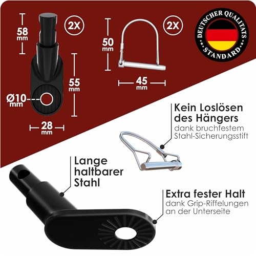 WEIDEBACH® 2X Stabile Fahrradanhänger Kupplung mit Sicherungsstift schwarz, hohe Fahrstabilität, Fahrrad Anhängerkupplung für jeden Standard-Kinderwagen, Anhängerkupplung Fahrrad