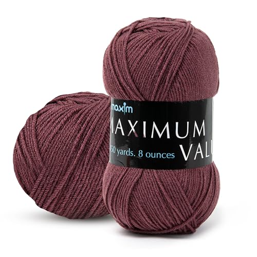 Image of Mary Maxim Maximum Value Acrylic Yarn for Crocheting and Knitting, Soft Worsted Weight Pink Yarn 4, Ideal for Blankets, Sweaters, Hats, and Scarves, 8 oz Skein (474 Yds), Dark Rose - 1 Skein