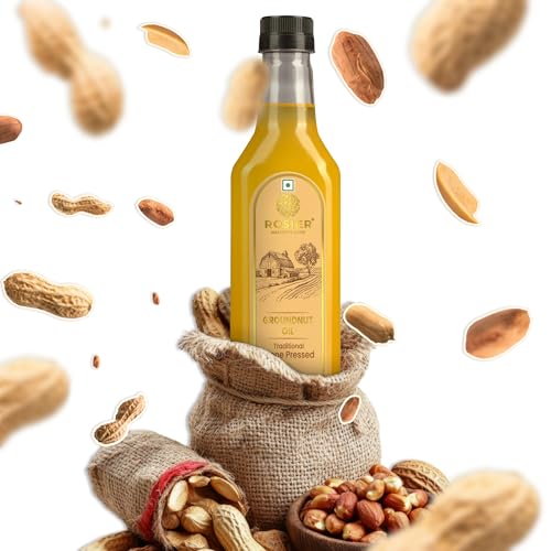 Image of Rosier Stone Pressed Organic Groundnut Oil 1 L | Traditional Wood Pressed Peanut Cooking Oil | Kolhu /Kacchi Ghani /Chekku | Pure, Natural and Healthy Groundnut Oil 1 Litre