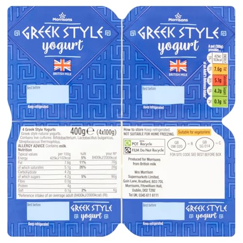 Morrisons Greek Natural Yoghurt 4 x 100g