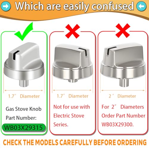 Image of WB03X29315 Gas Metal Knobs for GE Profile Stove Knobs Replacements,Compatible with GE JGP5030SLSS JGP5036SLSS JGP5030SL1SS JGP5036SL1SS,Replaces AP6327765 4585907,Gas Range Cooktop Control Knob