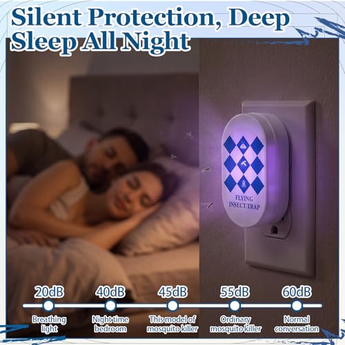 Mysora 4 Pack Flying Insect Traps with 20 Glue Cards Refill Covering Indoor All Rooms and Kitchen, Quiet Fruit Fly Traps with UV Light for Gnat, Moth, Mosquito, Odor-Free & Non-Toxic by Mysora - Image 3