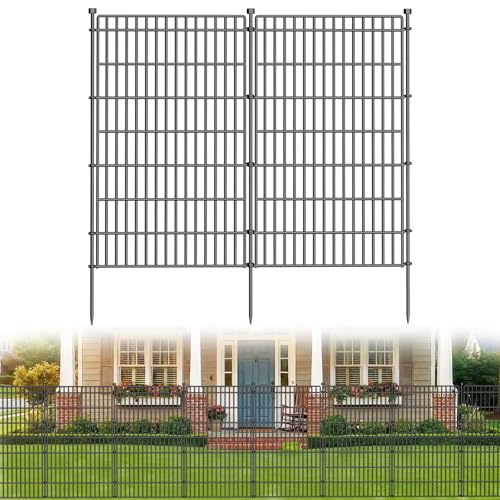 10 Panels No Dig Garden Fence Animal Barrier, 44in(H) × 23.6ft(L) Decorative Metal Outdoor Dog Fence, Rustproof Pet Fencing for Yard, Patio, Flower Bed -Temporary Fencing| Easy to Install