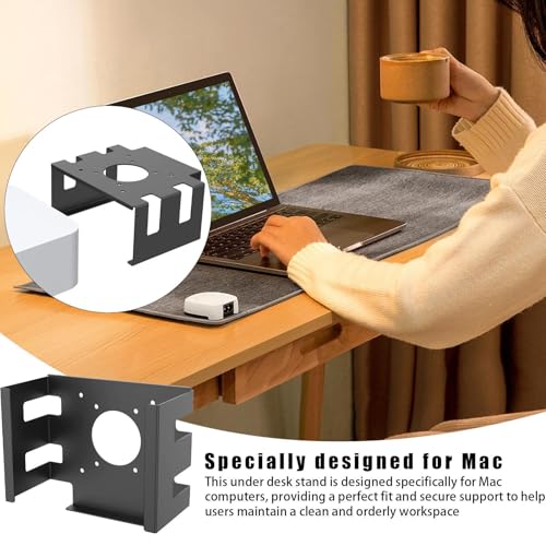 Support ordinateur portable sous bureau ventilé avec plateau de rangement