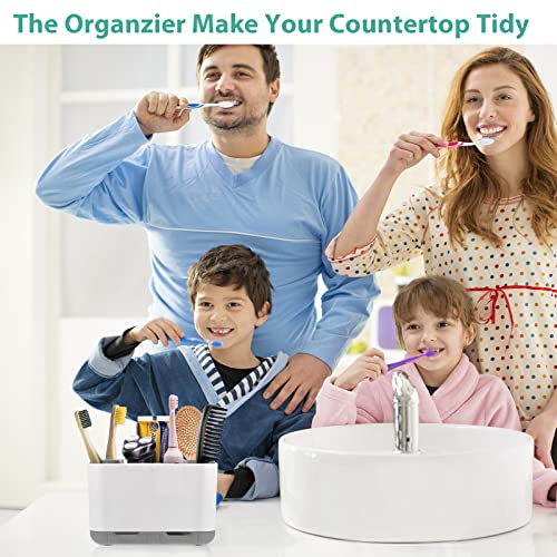 Boperzi Toothbrush And Toothpaste Holder Drainage For Bathroom Countertop With Adjustable Dividers, Large Toothpaste Caddy Organizer Storage Rustic Anti-Slip For Shower, Kitchen, Family, Kids Gray #TOP5