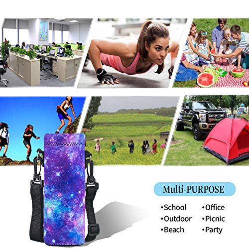 Aortdes Water-Bottle Sling-Case Bag Carrier Holder - 750Ml/24Oz Neoprene Water Bottle Sleeve Strap Cooler Cover Pouch For Men Women Kids Travel Camping Walking Hiking Running(Purple Galaxy) #TOP5