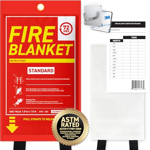 Image of 72 HRS Emergency Fire Blanket 40 inchx40 inch - Fire Safety Tool for Home, Kitchen, Camping, Survival | Fire Extinguisher Alternative for Grill, Welding, Fire Pit