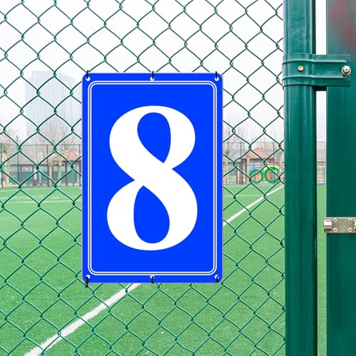 Image of Premium Aluminum Number Signs 8, Metal 12 inch X 8 inch Blue Numbered Signs Outdoor for Parking Lots, Floor, Dock, Court, Aisle, Field, High Visibility, No Fade, Weather-resistant