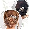 TEOZBLU 1 pcs Peigne à Cheveux de Mariée, Peigne à Cheveux pour Femme avec Strass et Perles, Motif Feuilles Argentées, Élégant Bijoux de Tête Cheveux Mariée Peigne Accessoire de Mariage #5