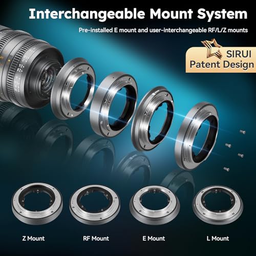 SIRUI VP-1 Vision Prime 1 T1.4 Full Frame Cine Lens Set, 24mm, 35mm, 50mm Manual Focus Cinema Lens with Pre-Installed E Mount, Interchangeable RF/Z/L Mounts (Metal Gray)