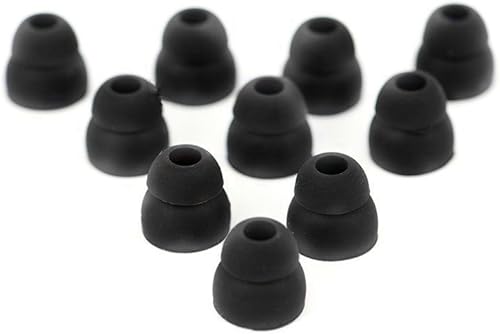 10pcs Negro Doble Brida Reemplazo Auriculares Silicona Auriculares EarTips 0.161 in Conector (Se adapta a PowerBeats 2 inalámbricos)