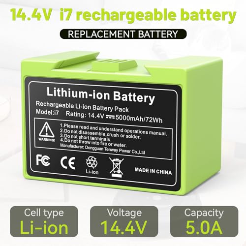 Image of 5000mAh Replacement for iRobot Roomba i7 Battery ABL-D1 14.4V Li-ion Battery Compatible with i8 i8+ i7 i7+ i4 i4+ i3 i3+ e5 e6 j7 j7+ j6+ j5 j5+ i7158 7150 7550 e5150 e6198 Series Vaccum Cleaner