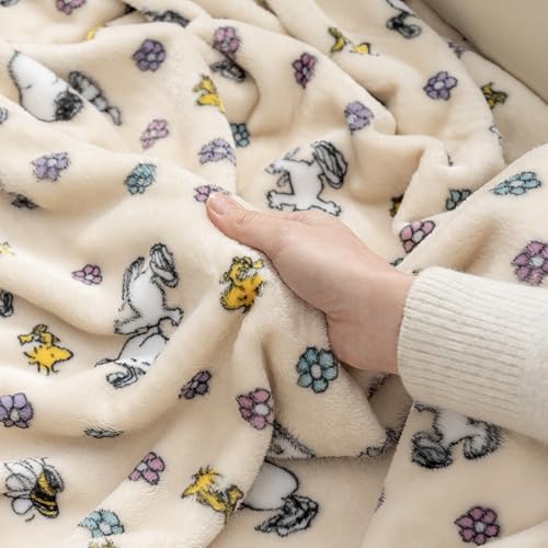 Image of Berkshire Blanket Peanuts VelvetLoft Cute Character Snoopy Plush Throw Blanket,Peanuts Woodstock Snoopy Spring Frolic Large Canvas,Throw 55 in x 70 in (Official Peanuts Product)