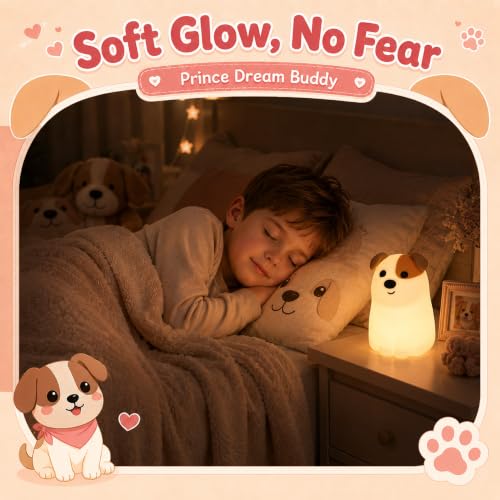 Image of OkiyiD Dog Night Light, Cute Puppy Nursery Night Lamp for Kids Girls Boys