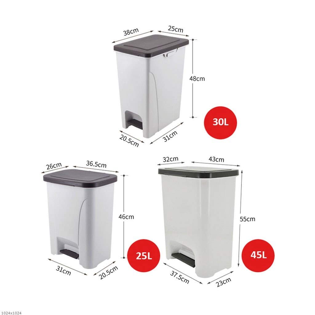 Pattumiera per interni Pattumiera di grande capacità con coperchio Bidoni in plastica Cestino per carta da ufficio Pedale Comoda scatola di immagazzinaggio Bidone della spazzatura (45L)
