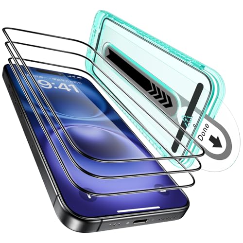 ESR 3 Pack for iPhone 16 /iPhone 15 Screen Protector, [9H Hardness] [Military Grade Shatterproof] Full Coverage Tempered Glass Film with Flawless Fit Tray, HD Clear, Scratch Resistant